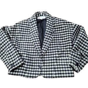 Vintage Peabody House Mohair Alpaca Wool Blend Cropped One Button Blazer